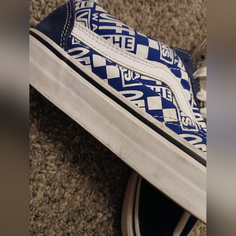 Vans Blue and White Checkered Sneakers - Picture 9 of 16